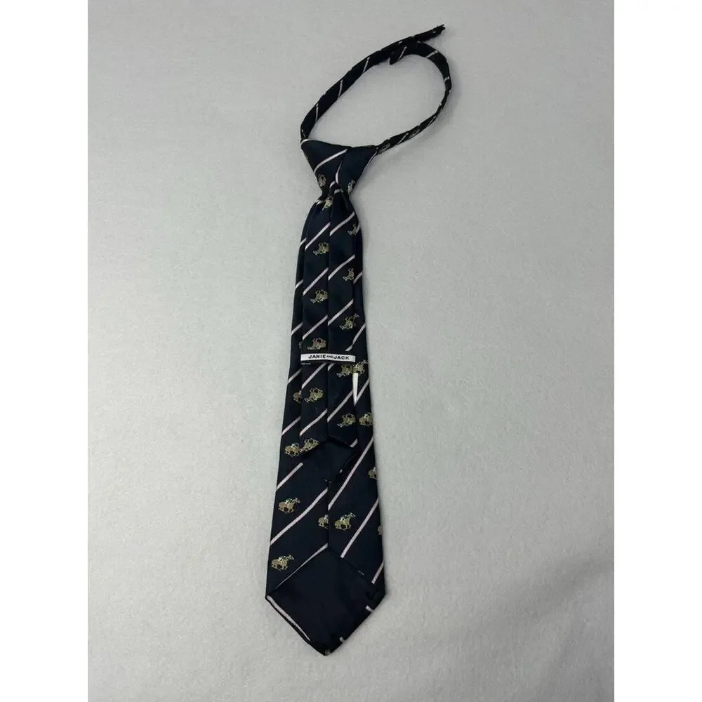 Janie and Jack Horse Jockey Stripe Necktie Neck Tie Navy Boys‎